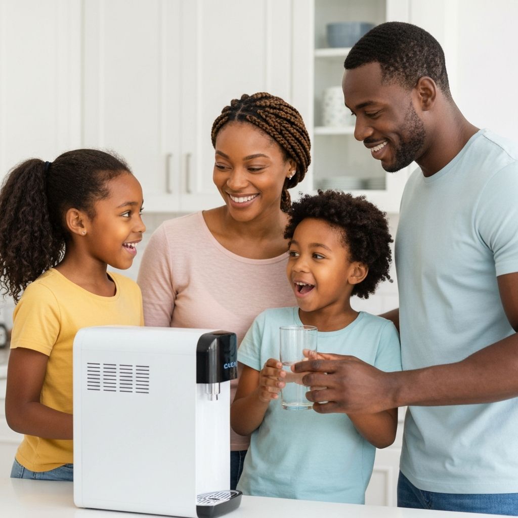 Familia disfrutando agua fría